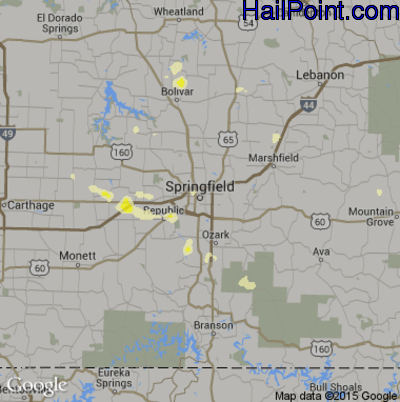 Hail Map for Springfield, MO Region on June 28, 2013