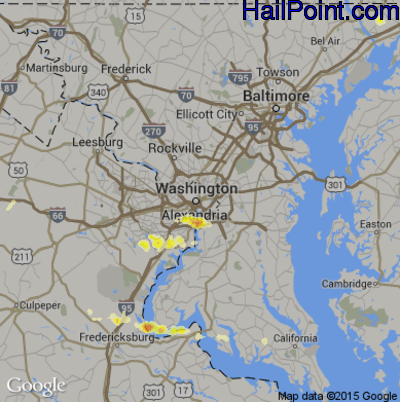 Hail Map for Washington, DC Region on June 28, 2013 