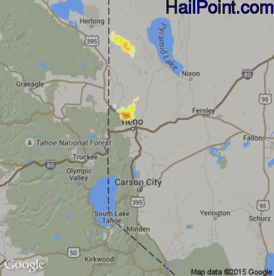 Hail Map for Reno, NV Region on June 29, 2013 