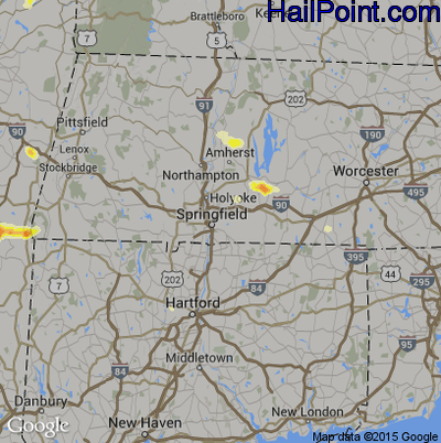 Hail Map for Springfield, MA Region on July 7, 2013