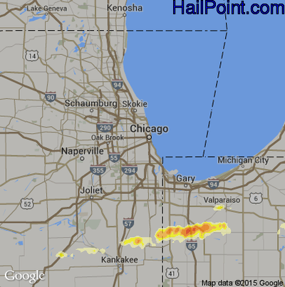 Hail Map for Chicago, IL Region on July 10, 2013