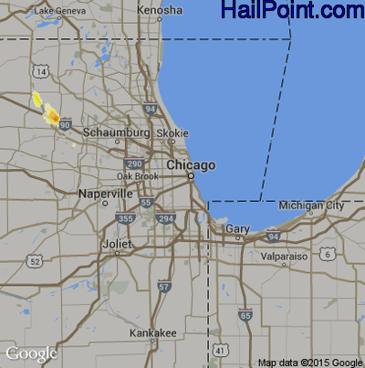 Hail Map for Chicago, IL Region on July 21, 2013 
