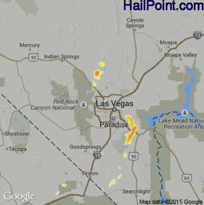 Hail Map for Las Vegas, NV Region on July 21, 2013 