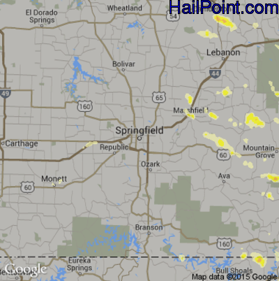 Hail Map for Springfield, MO Region on July 23, 2013 