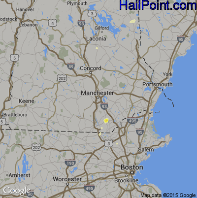 Hail Map for Manchester, NH Region on July 29, 2013