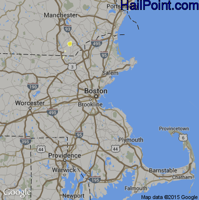 Hail Map for Boston, MA Region on July 29, 2013 