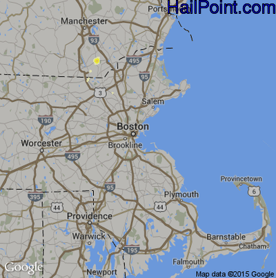 Hail Map for Boston, MA Region on July 29, 2013