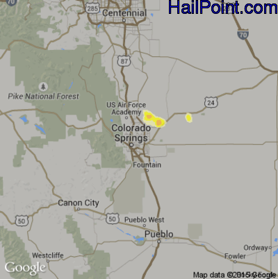 Hail Map for Colorado Springs, CO Region on August 4, 2013 