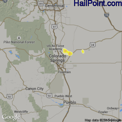 Hail Map for Colorado Springs, CO Region on August 4, 2013