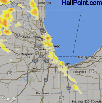Hail Map for Chicago, IL Region on August 30, 2013