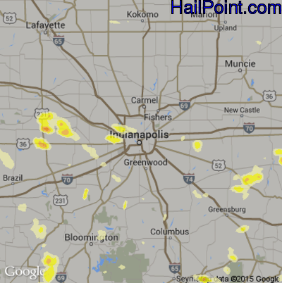 Hail Map for Indianapolis, IN Region on August 31, 2013