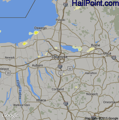 Hail Map for Syracuse, NY Region on September 2, 2013 