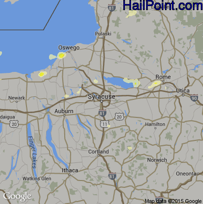 Hail Map for Syracuse, NY Region on September 2, 2013
