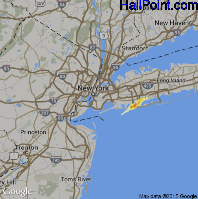 Hail Map for New York, NY Region on September 3, 2013