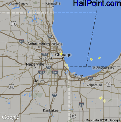 Hail Map for Chicago, IL Region on September 18, 2013 