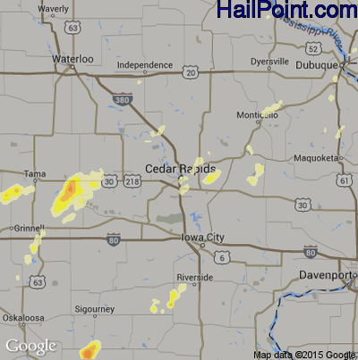 Hail Map for Cedar Rapids, IA Region on September 19, 2013