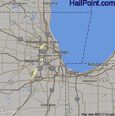 Hail Map for Chicago, IL Region on October 5, 2013 
