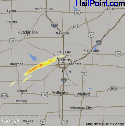 Hail Map for Wichita, KS Region on October 30, 2013