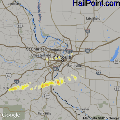 Hail Map for St. Louis, MO Region on April 2, 2014