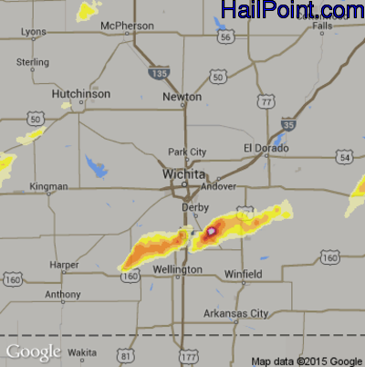 Hail Map for Wichita, KS Region on April 3, 2014 