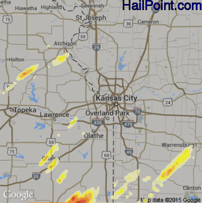 Hail Map for Kansas City, KS Region on April 3, 2014