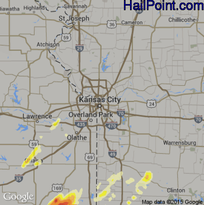 Hail Map for Kansas City, MO Region on April 3, 2014