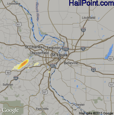 Hail Map for St. Louis, MO Region on April 3, 2014 