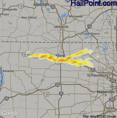 Hail Map for Rockford, IL Region on April 12, 2014