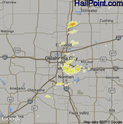 Hail Map for Oklahoma City, OK Region on April 13, 2014