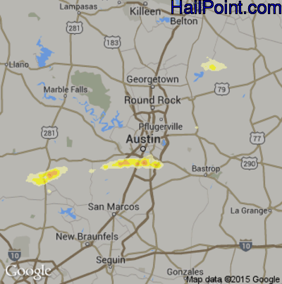 Hail Map for Austin, TX Region on April 14, 2014