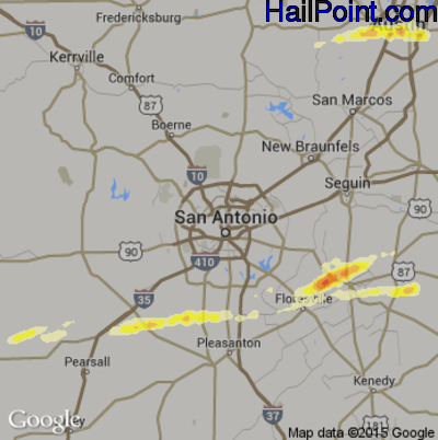 Hail Map for San Antonio, TX Region on April 14, 2014