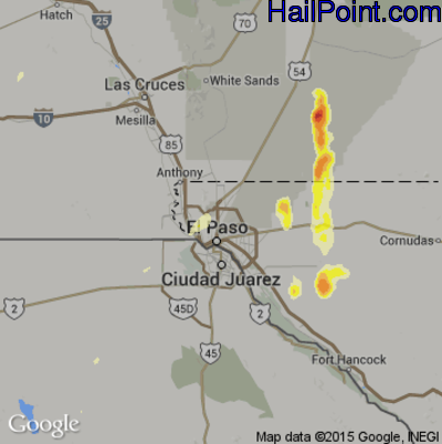 Hail Map for El Paso, TX Region on April 19, 2014