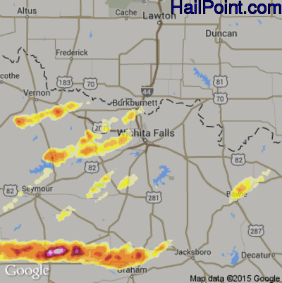 Hail Map for Wichita Falls, TX Region on April 24, 2014