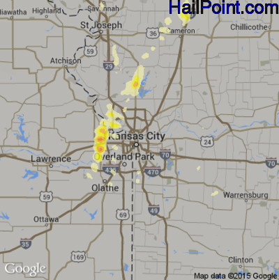Hail Map for Kansas City, MO Region on April 27, 2014 