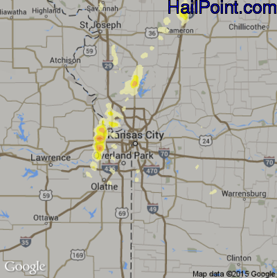 Hail Map for Kansas City, MO Region on April 27, 2014