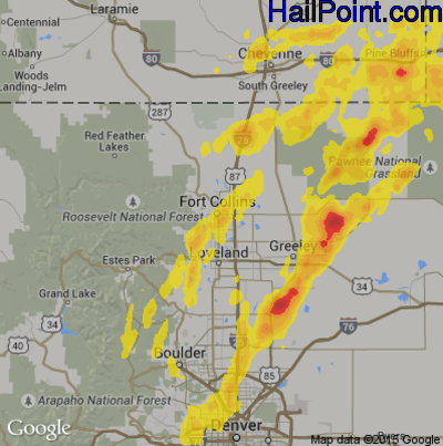 Hail Map for Fort Collins, CO Region on May 6, 2014