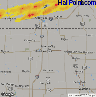 Hail Map for Mason City, IA Region on May 7, 2014 