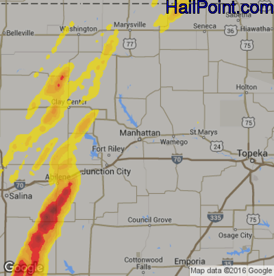 Hail Map for Mahhattan, KS Region on May 7, 2014