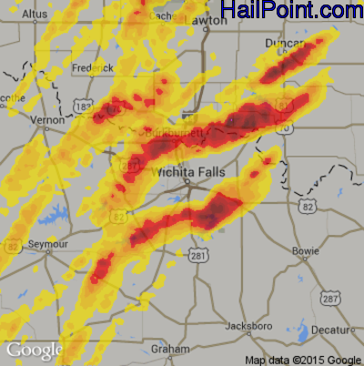 Hail Map for Wichita Falls, TX Region on May 7, 2014