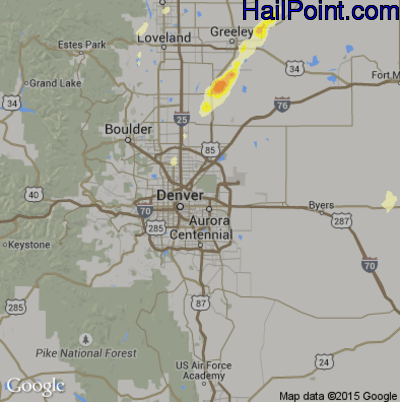 Hail Map for Denver, CO Region on May 7, 2014