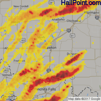 Hail Map for Lawton, OK Region on May 7, 2014