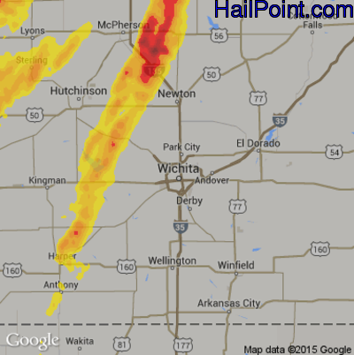 Hail Map for Wichita, KS Region on May 7, 2014