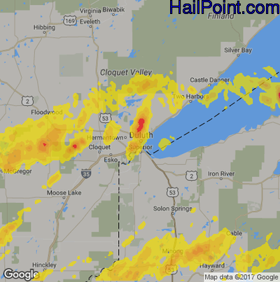 Hail Map for Duluth, MN Region on May 7, 2014