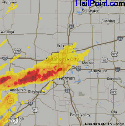 Hail Map for Oklahoma City, OK Region on May 7, 2014