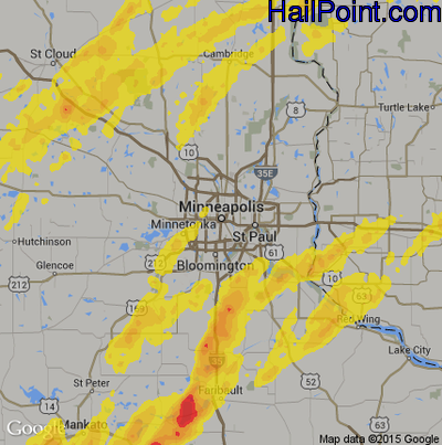 Hail Map for Minneapolis, MN Region on May 8, 2014
