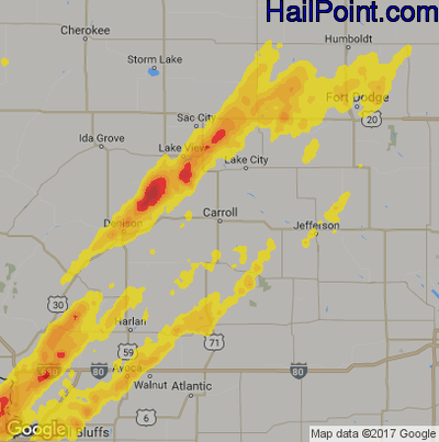 Hail Map for Carroll, IA Region on May 8, 2014