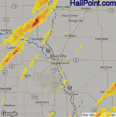 Hail Map for Sioux City, IA Region on May 8, 2014