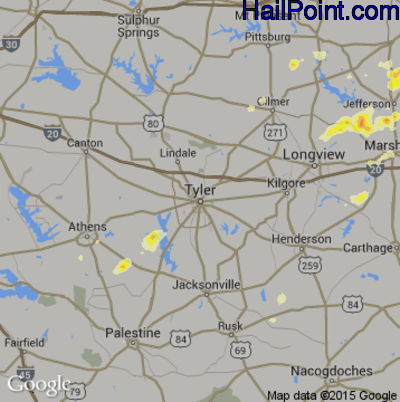 Hail Map for Tyler, TX Region on May 9, 2014