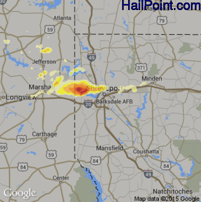 Hail Map for Shreveport, LA Region on May 9, 2014