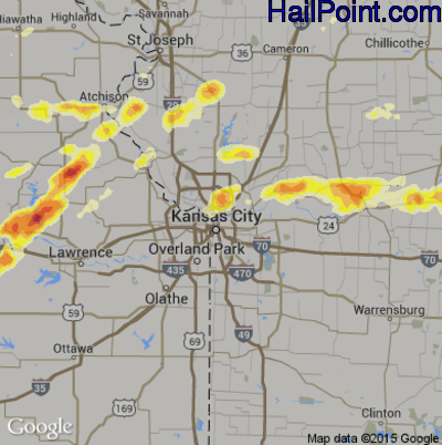 Hail Map for Kansas City, MO Region on May 10, 2014